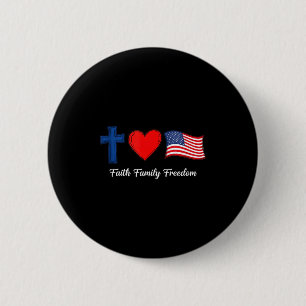 Patriotischer Glaube Familie Freiheit USA-Flagge 4 Button