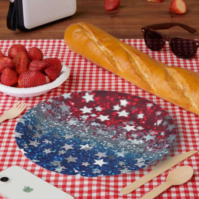 Patriotischer Glitter Pappteller (Picknick)