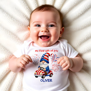 Patriotischer Gnom Erster 4. Juli Baby Strampler