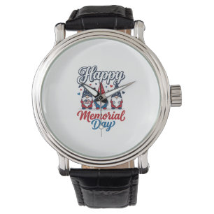 Patriotischer Gnom Glücklicher Gedenktag Vintage-S Armbanduhr