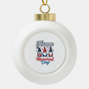 Patriotischer Gnom Glücklicher Gedenktag Vintage-S Keramik Kugel-Ornament