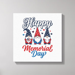 Patriotischer Gnom Happy Memorial Day Vintage-Shir Leinwanddruck