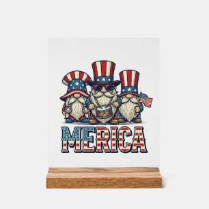 Patriotischer Gnom Merica Vintage Vektor Design_1 Acrylschild
