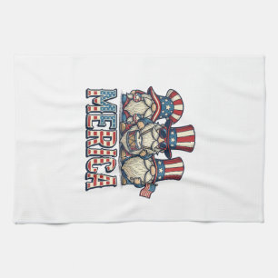 Patriotischer Gnom Merica Vintage Vektor Design_1 Geschirrtuch