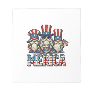 Patriotischer Gnom Merica Vintage Vektor Design_1 Notizblock