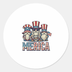Patriotischer Gnom Merica Vintage Vektor Design_1 Runder Aufkleber
