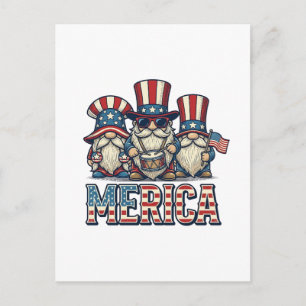 Patriotischer Gnom Merica Vintage Vektordesign_1 Postkarte