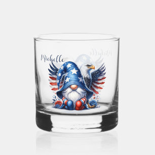 Patriotischer Gnom und Adler-Americana-Feier Whiskyglas