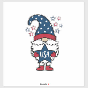 Patriotischer Gnom USA Stern Vektor-Shirt Design_1 Aufkleber