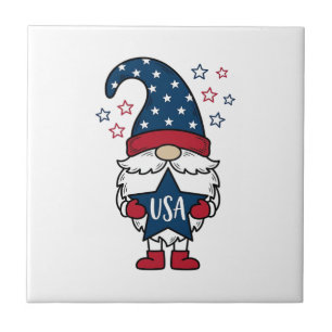 Patriotischer Gnom USA Stern Vektor-Shirt-Design_1 Fliese