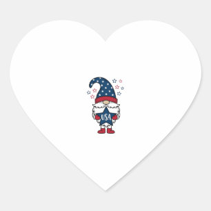 Patriotischer Gnom USA Stern Vektor-Shirt Design_1 Herz-Aufkleber