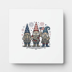 Patriotischer Gnom USA Vintage Fourth of July Shir Fotoplatte