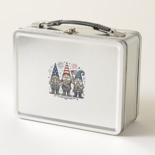 Patriotischer Gnom USA Vintage Fourth of July Shir Metall Brotdose