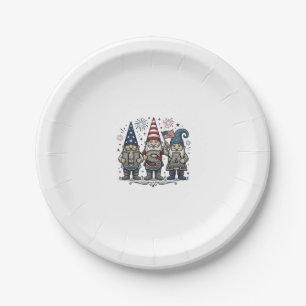 Patriotischer Gnom USA Vintage Fourth of July Shir Pappteller
