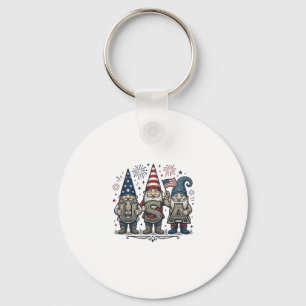 Patriotischer Gnom USA Vintage Fourth of July Shir Schlüsselanhänger
