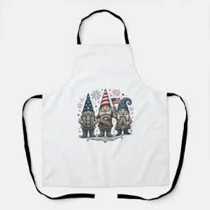 Patriotischer Gnom USA Vintage Fourth of July Shir Schürze