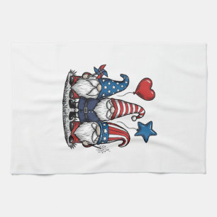 Patriotischer Gnom Vintage Gravur Vektor Design_1 Geschirrtuch