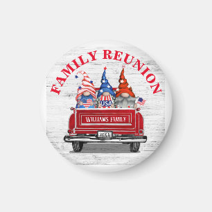 Patriotischer Gnom Vintage-Rotlastwagen Familientr Magnet