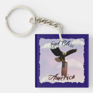 Patriotischer "God Bless America" Weißkopfseeadler Schlüsselanhänger