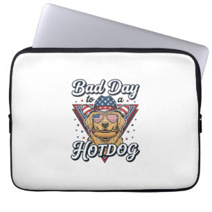 Patriotischer Golden Retriever Hotdog Vintage-Shir Laptopschutzhülle