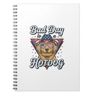 Patriotischer Golden Retriever Hotdog Vintage-Shir Notizblock