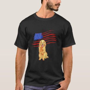 Patriotischer Golden Retriever Hund Amerikanische T-Shirt