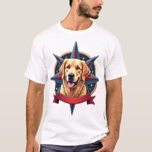 Patriotischer Golden Retriever Kompass Stern Tee 2