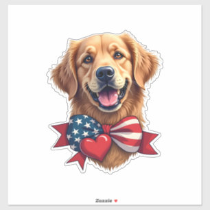 Patriotischer Golden Retriever Liebhaber Vintage-S Aufkleber