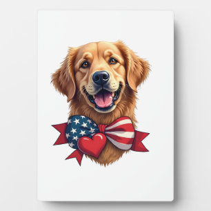 Patriotischer Golden Retriever Liebhaber Vintage-S Fotoplatte