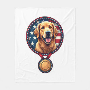 Patriotischer Golden Retriever Medaille Vintage T- Fleecedecke