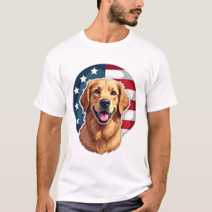 Patriotischer Golden Retriever Open Crest-Shirt T-Shirt