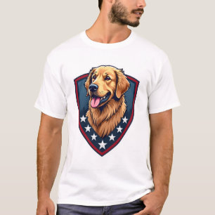 Patriotischer Golden Retriever Schild Wappen Tee 2