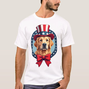 Patriotischer Golden Retriever Soft Crest Vintage T-Shirt