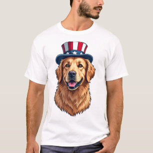 Patriotischer Golden Retriever Split Frame Tee 2