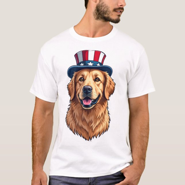 Patriotischer Golden Retriever Split Frame Tee 2 (Vorderseite)