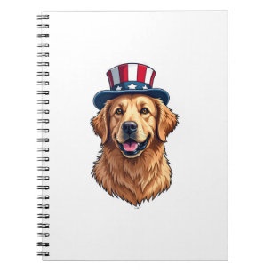 Patriotischer Golden Retriever Split Frame Tee 2 Notizblock
