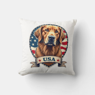 Patriotischer Golden Retriever USA Vintage-Shirt 2 Kissen