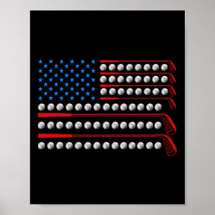 Patriotischer Golf USA-Flagge Golfschläger 4. Juli Poster