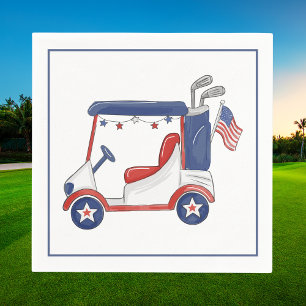 Patriotischer Golfwagen Rot Weiß Blau 4. Juli Serviette
