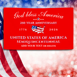 Patriotischer Gott segne Amerika 250 Semiquincente Banner