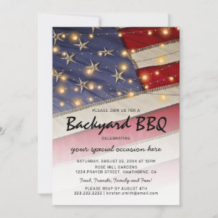 Patriotischer Grillabend USA-Flagge Hinterhof-Ba Einladung