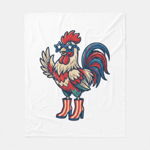 Patriotischer Hahn in Absätzen Vintage-Stich-Shirt Fleecedecke