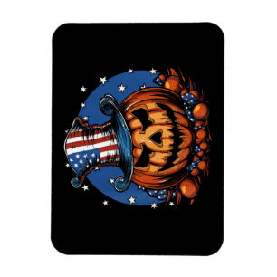 Patriotischer Halloween-Kürbis mit USA-Flagge Magnet