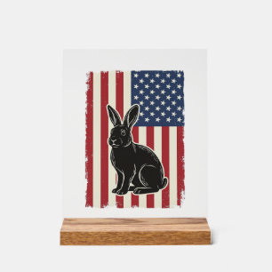 Patriotischer Hase Amerikanische Flagge Vintage Gr Acrylschild
