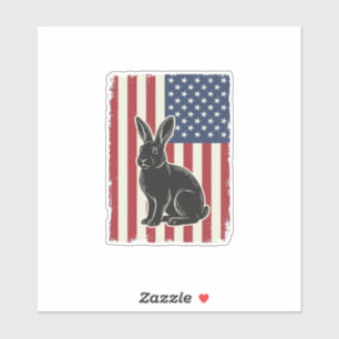 Patriotischer Hase Amerikanische Flagge Vintage Gr Aufkleber