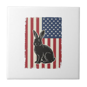 Patriotischer Hase Amerikanische Flagge Vintage Gr Fliese