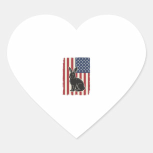 Patriotischer Hase Amerikanische Flagge Vintage Gr Herz-Aufkleber