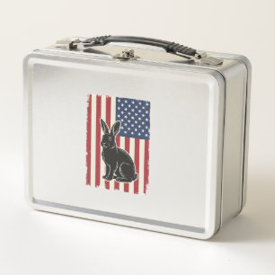 Patriotischer Hase Amerikanische Flagge Vintage Gr Metall Brotdose