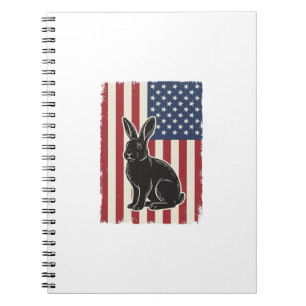 Patriotischer Hase Amerikanische Flagge Vintage Gr Notizblock