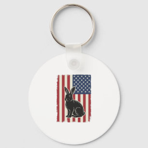 Patriotischer Hase Amerikanische Flagge Vintage Gr Schlüsselanhänger